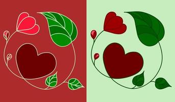 Set plants and heart vector illustration