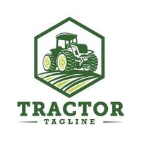 Illustration of Tractor in a ranch logo template. Ready made logo with white isolated background. vector