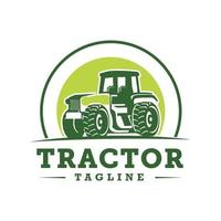 ilustración de tractor en una plantilla de logotipo de rancho. logotipo confeccionado con fondo blanco aislado. vector