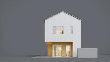 Casa minimalista moderna aislada sobre fondo gris.Representación 3d foto