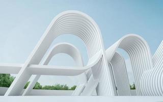 Abstract architecture with white curve and blue sky.3d rendering photo