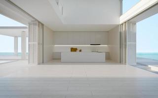 White empty living room with sea view background.3d rendering photo