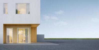 Modern minimal house entrance with sky background.3d rendering photo