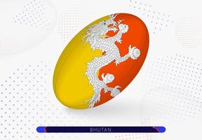 Rugby ball with the flag of Bhutan on it. Equipment for rugby team of Bhutan. vector