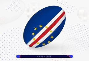 Rugby ball with the flag of Cape Verde on it. Equipment for rugby team of Cape Verde.