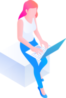 mujer jugando computadora png