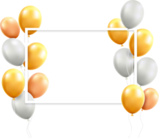 gold and white balloons with frame png