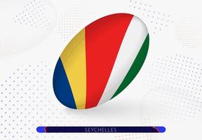 Rugby ball with the flag of Seychelles on it. Equipment for rugby team of Seychelles. vector