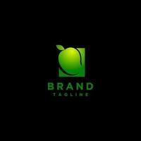 Simple Fresh Green Mango Logo Design. Fresh green mango fruit minimalist logo design in square box. vector