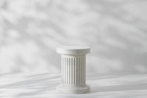 luxury cylindrical podium product display 3d rendering background in classic greek column with cinematic lighting photo