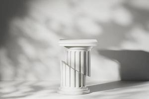 luxury stylized antique column pedestal product display 3d render background composition in ancient roman style with cinematic lighting front view photo