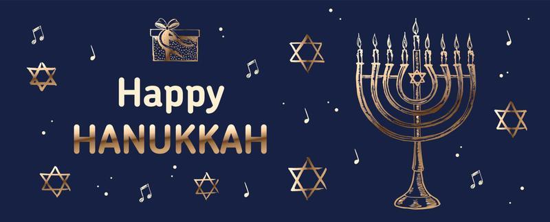 Hanukkah blue background, Hebrew David stars. Vector illustration.