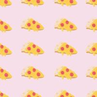 Seamless pattern with a slice of pizza. Cute design. Fast food concept. Background for cafe, fast food restaurant, for the design of the menu. Hand drawn vector illustration