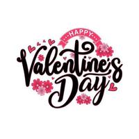 Happy Valentines Day typography background with handwritten calligraphy text, isolated on white background. Vector Illustration.