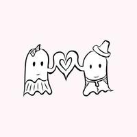 Cute ghost couple in love vector