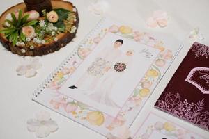 ilustración de libro de bodas como fondo foto
