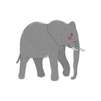 lindo y caricatura elefante africano dibujado a mano. elefante aislado para estampado de camisetas, afiches y más. ilustración vectorial vector