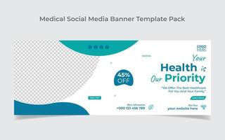 diseño de portada de redes sociales de atención médica y plantilla de diseño de banner web vector