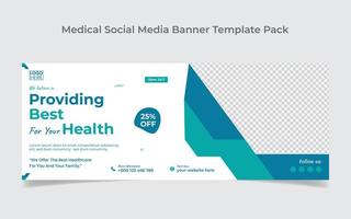 diseño de portada de redes sociales médicas y plantilla de diseño de banner web vector