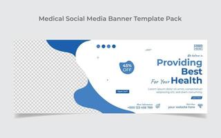 diseño de portada de redes sociales de atención médica y plantilla de diseño de banner web vector