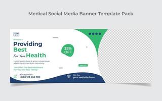 diseño de banner web de atención médica y plantilla de diseño de portada de redes sociales vector