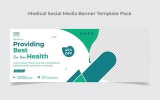 diseño de banner web de atención médica y plantilla de diseño de portada de redes sociales vector