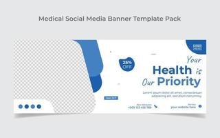 diseño de portada de redes sociales de atención médica y plantilla de diseño de banner web vector