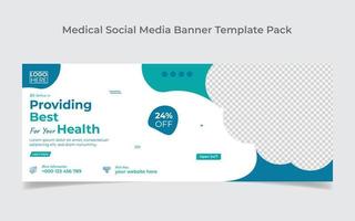 diseño de portada de redes sociales de atención médica y plantilla de diseño de banner web vector