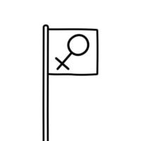 Hand-drawn hanging female flag for mobile concept and web apps design. vector