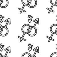 Gender symbols male and female pattern. Element for greeting cards, posters, stickers and seasonal design. vector