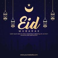 eid al fitr mubarak social media template illustration vector