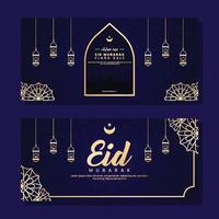 plantilla de redes sociales de banner horizontal de eid al fitr mubarak vector