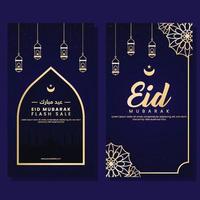 eid al fitr mubarak vertical banner social media template vector