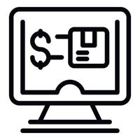 Pay monitor icon outline vector. Return service vector