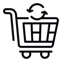 Return shop cart icon outline vector. Delivery box vector