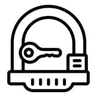 Bike padlock icon outline vector. Lock bicycle vector