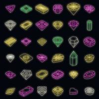 Jewel icons set vector neon