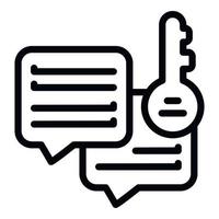 Top key chat icon outline vector. List check vector