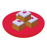 Sweet halva plate icon isometric vector. Restaurant halwa vector