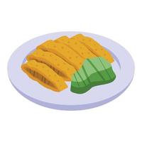 Japanese food icon isometric vector. Asian plate vector