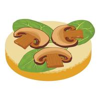 icono de sándwich de setas vector isométrico. sándwich con champiñón y espinacas