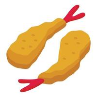 Shrimp icon isometric vector. Fried tempura vector