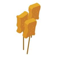 Tempura stick icon isometric vector. Prawn dish vector