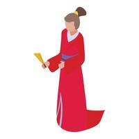 Music geisha icon isometric vector. Female art vector