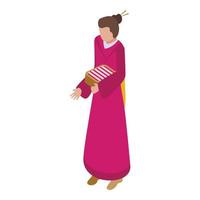 Girl geisha icon isometric vector. Female art vector