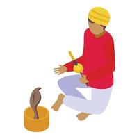 Culture snake charmer icon isometric vector. Sage india vector