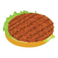 vector isométrico del icono del sándwich de carne. Sándwich con hamburguesa de ternera y hoja de lechuga