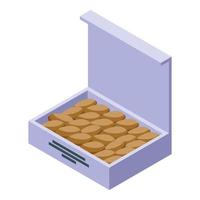 Date fruit box icon isometric vector. Sweet dry vector