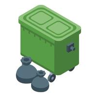 Garbage box icon isometric vector. Trash bin vector