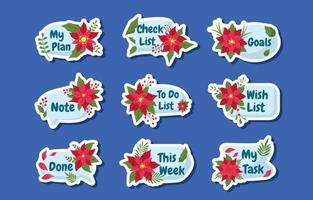 Poinsettias Journaling Sticker Set vector